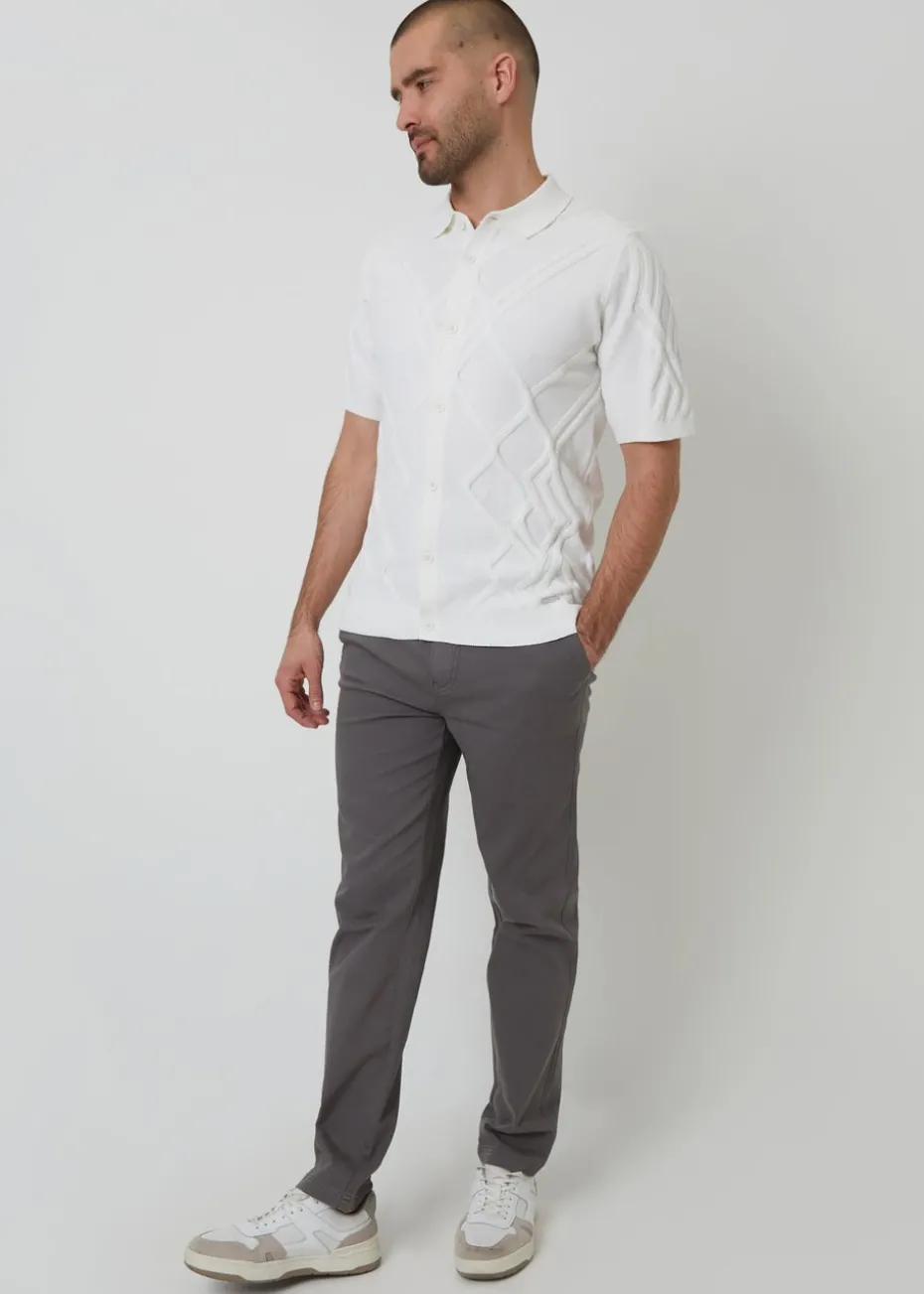 Threadbare Dark Grey Cotton Elasticated Waist Chino Trousers
