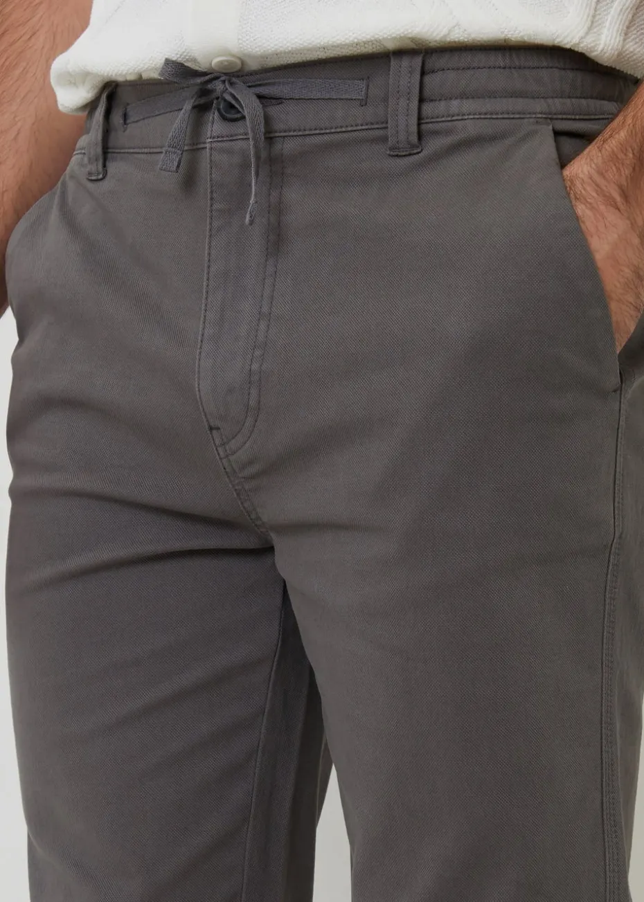 Threadbare Dark Grey Cotton Elasticated Waist Chino Trousers