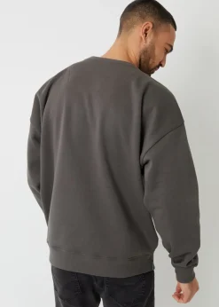 Threadbare Dark Grey Relaxed Fit Crew Neck Sweatshirt