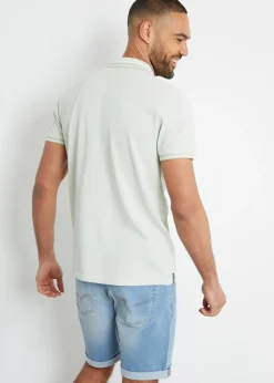 Threadbare Green Birdsall Two Tone Cotton Pique Polo Shirt