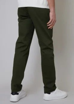 Threadbare Green Cotton Regular Fit Chino Trousers with Stretch