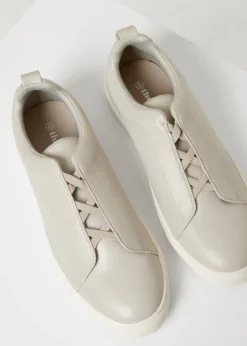 Threadbare Grey Faux Leather Elastic Lace Slip On Trainers