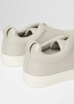 Threadbare Grey Faux Leather Elastic Lace Slip On Trainers