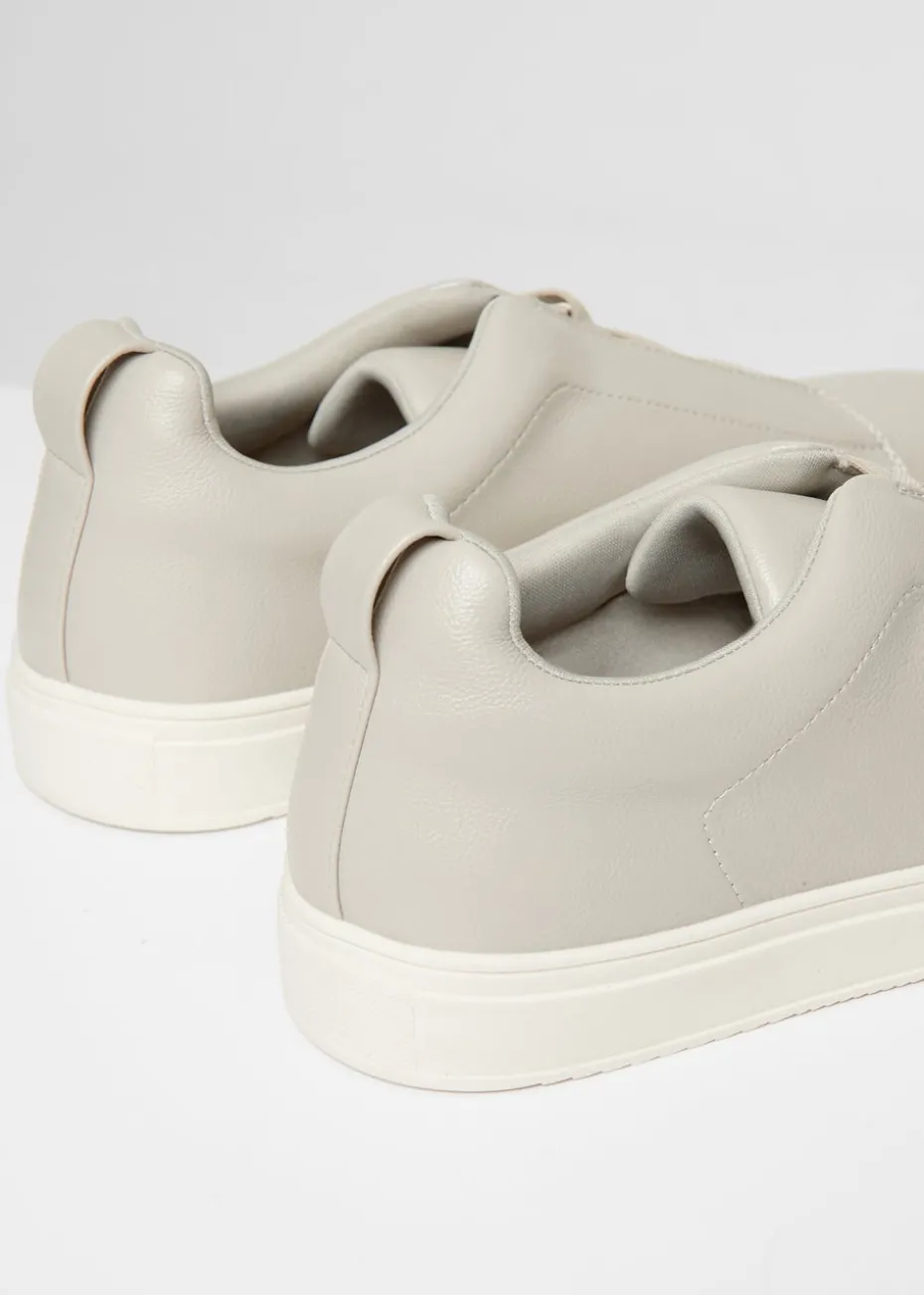 Threadbare Grey Faux Leather Elastic Lace Slip On Trainers