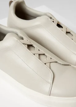 Threadbare Grey Faux Leather Elastic Lace Slip On Trainers