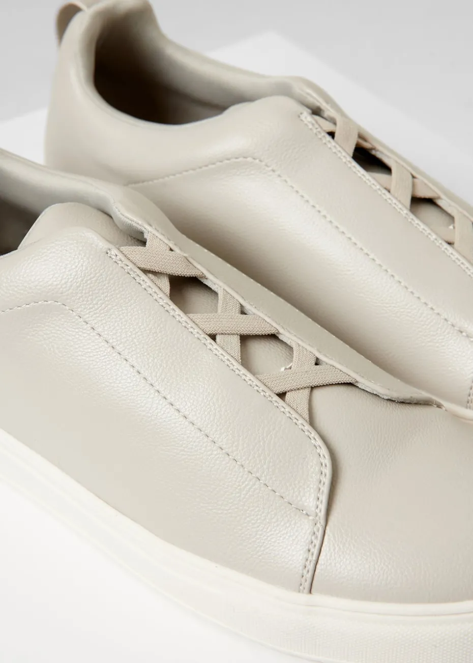 Threadbare Grey Faux Leather Elastic Lace Slip On Trainers