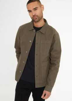 Threadbare Khaki Button Up Lightweight Collared Utility Jacket