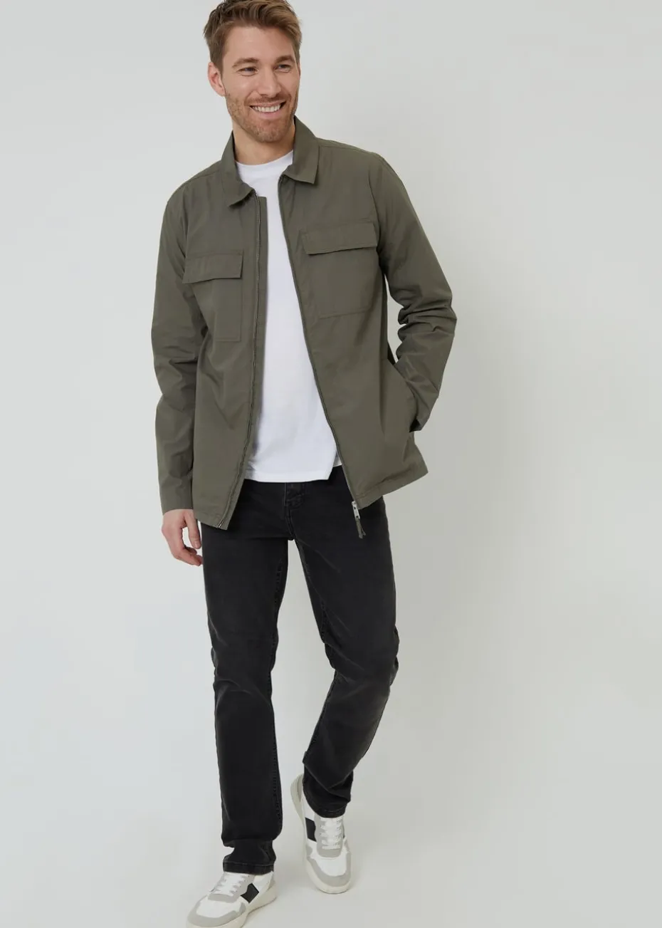 Threadbare Khaki Cotton Poplin Lightweight Collared Jacket