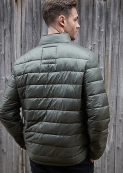 Threadbare Khaki Funnel Neck Utility Puffer Jacket