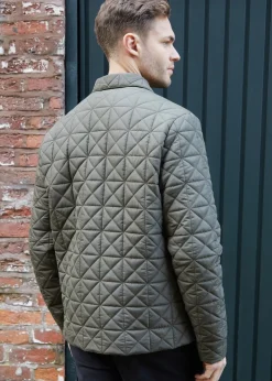 Threadbare Khaki Lightweight Collared Quilted Jacket