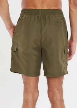 Threadbare Khaki Mid-length Cargo Swim Shorts