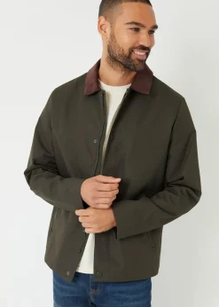 Threadbare Khaki Showerproof Corduroy Collar Jacket