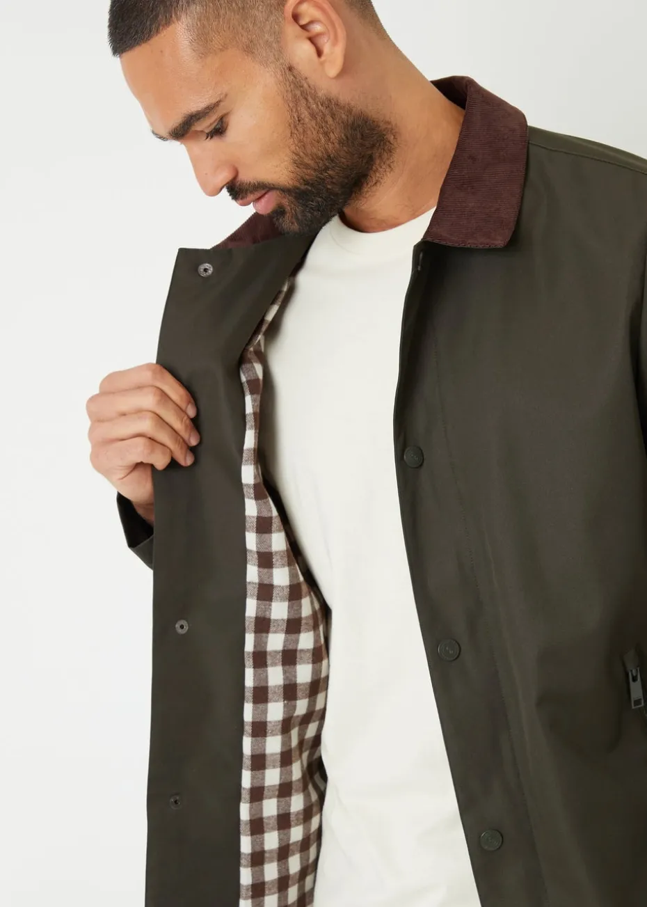 Threadbare Khaki Showerproof Corduroy Collar Jacket