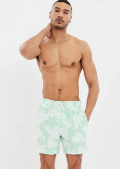 Threadbare Mint Floral Print Swim Shorts