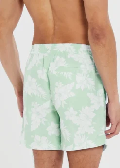 Threadbare Mint Floral Print Swim Shorts