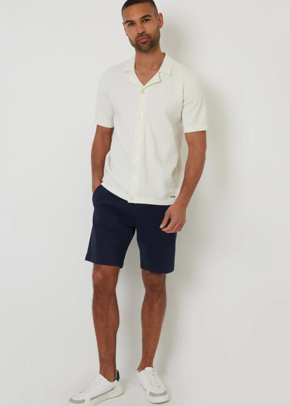 Threadbare Natural Textured Revere Collar Knitted Shirt