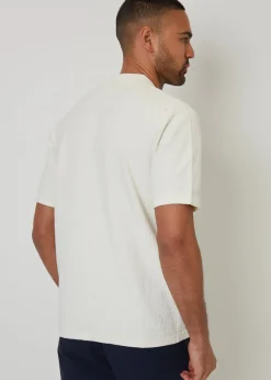 Threadbare Natural Textured Revere Collar Knitted Shirt