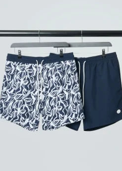Threadbare Navy 2 Pack Mixed Swim Shorts