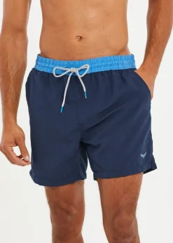 Threadbare Navy Contrast Waistband Swim Shorts