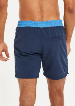 Threadbare Navy Contrast Waistband Swim Shorts