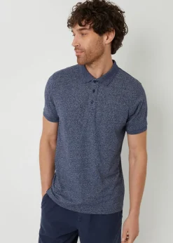 Threadbare Navy Cotton Jersey Grindle Polo Shirt