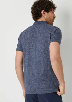 Threadbare Navy Cotton Jersey Grindle Polo Shirt