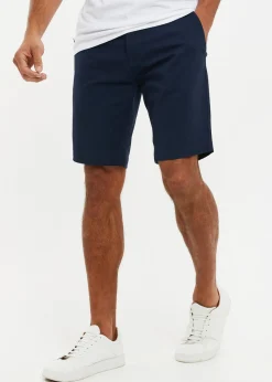 Threadbare Navy Cotton Slim Fit Chino Shorts With Stretch