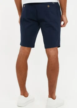 Threadbare Navy Cotton Slim Fit Chino Shorts With Stretch