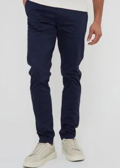 Threadbare Navy Cotton Slim Fit Chino Trousers With Stretch