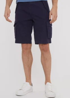 Threadbare Navy Cotton Twill Utility Cargo Shorts