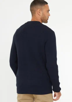 Threadbare Navy Long Sleeve Knitted Shirt