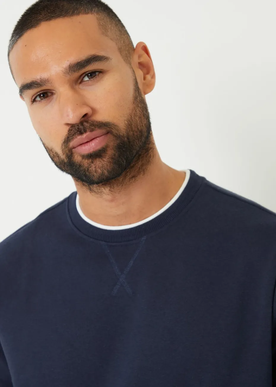 Threadbare Navy Mock T-Shirt Crew Neck Sweatshirt