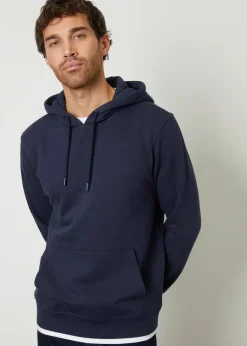 Threadbare Navy Mock T-Shirt Pullover Hoodie