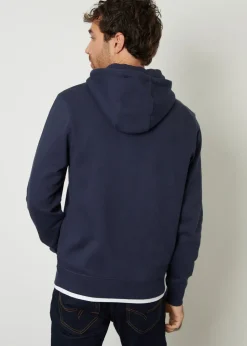 Threadbare Navy Mock T-Shirt Pullover Hoodie