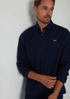 Threadbare Navy Oxford Cotton Long Sleeve Shirt