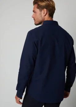 Threadbare Navy Oxford Cotton Long Sleeve Shirt