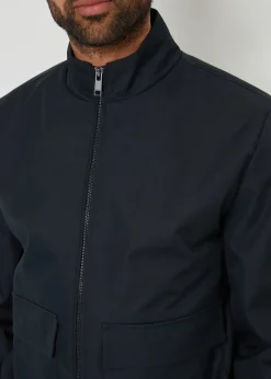 Threadbare Navy Patch Pocket Funnel Neck Harrington Style Jacket