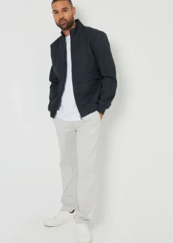 Threadbare Navy Patch Pocket Funnel Neck Harrington Style Jacket