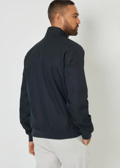 Threadbare Navy Patch Pocket Funnel Neck Harrington Style Jacket