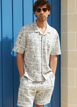 Threadbare Navy Patterned Textured Pull On Shorts