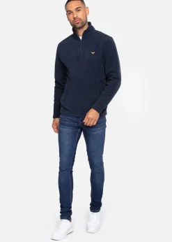 Threadbare Navy Quarter Zip Fleece Sweatshirt
