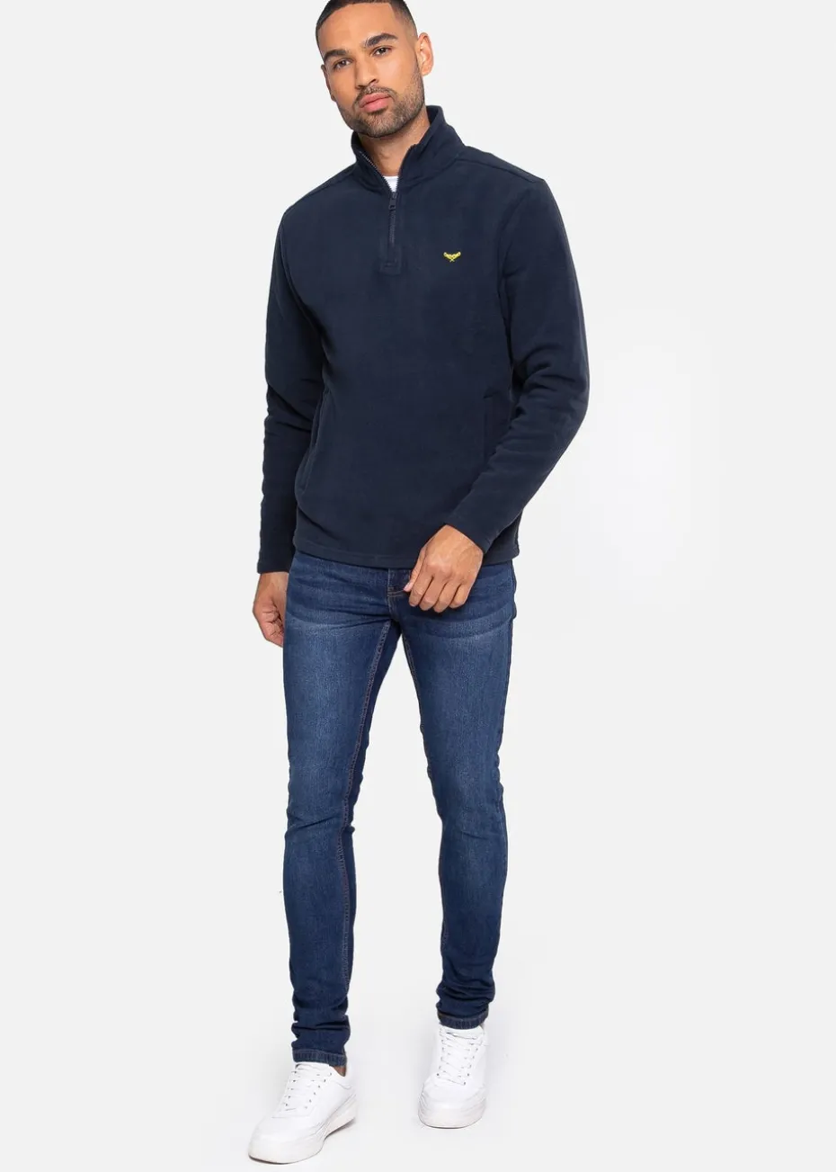 Threadbare Navy Quarter Zip Fleece Sweatshirt