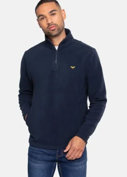 Threadbare Navy Quarter Zip Fleece Sweatshirt