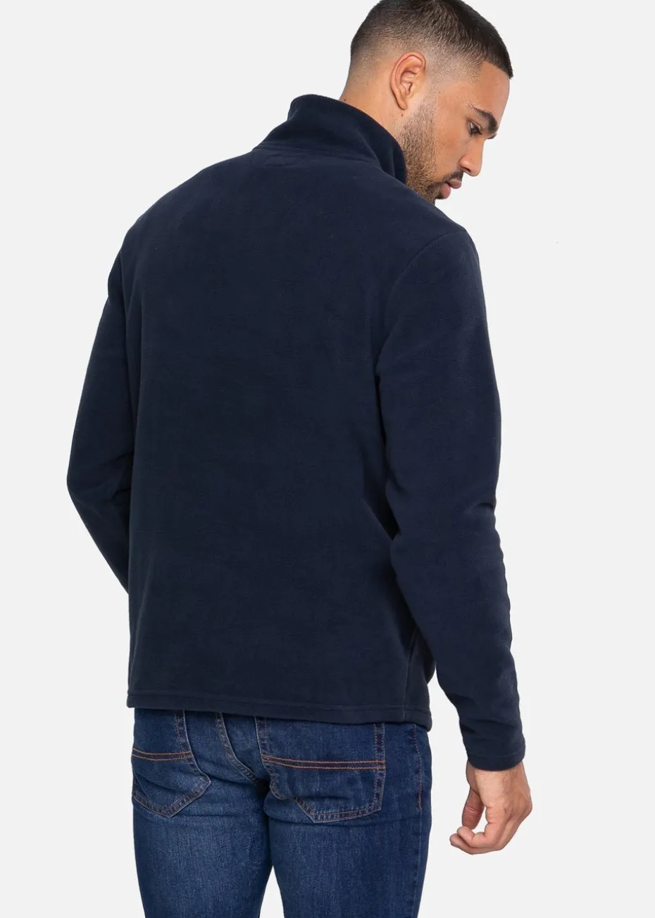 Threadbare Navy Quarter Zip Fleece Sweatshirt
