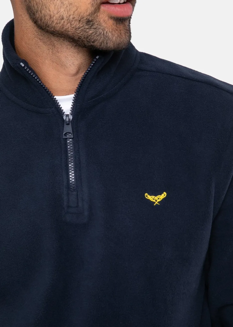 Threadbare Navy Quarter Zip Fleece Sweatshirt