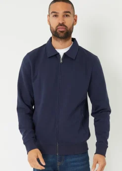 Threadbare Navy Quarter Zip Collared Sweatshirt