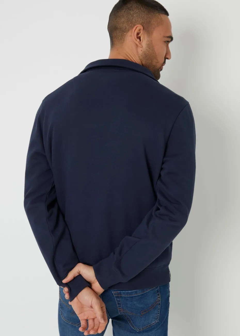 Threadbare Navy Quarter Zip Funnel Neck Sweatshirt