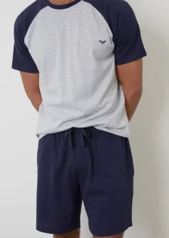 Threadbare Navy Raglan Sleeve Cotton Rich Short Pyjamas