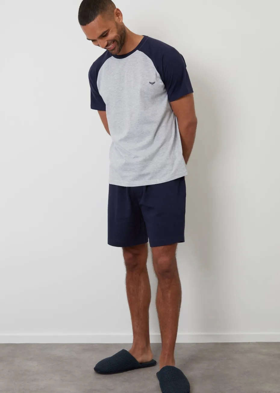 Threadbare Navy Raglan Sleeve Cotton Rich Short Pyjamas
