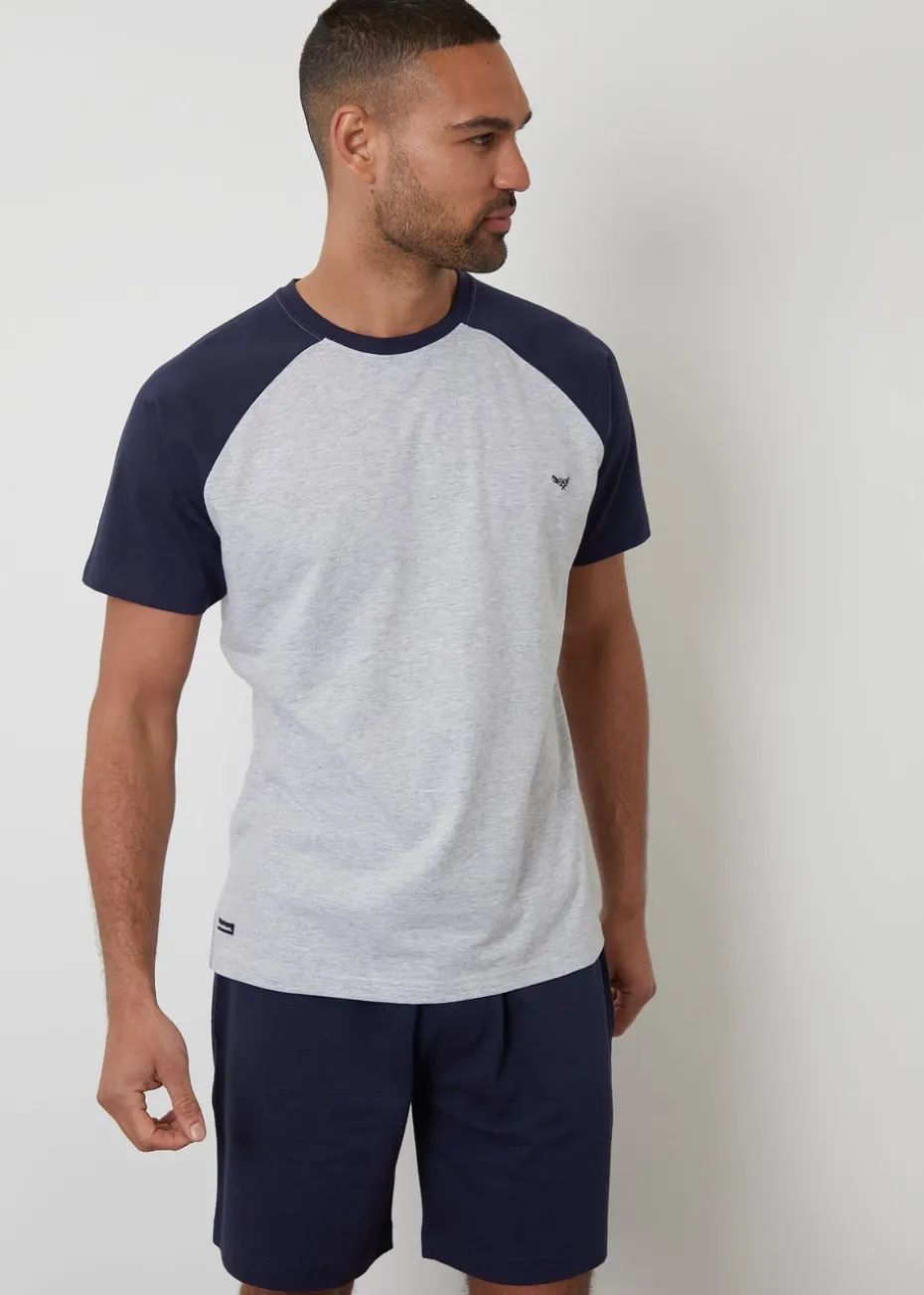 Threadbare Navy Raglan Sleeve Cotton Rich Short Pyjamas